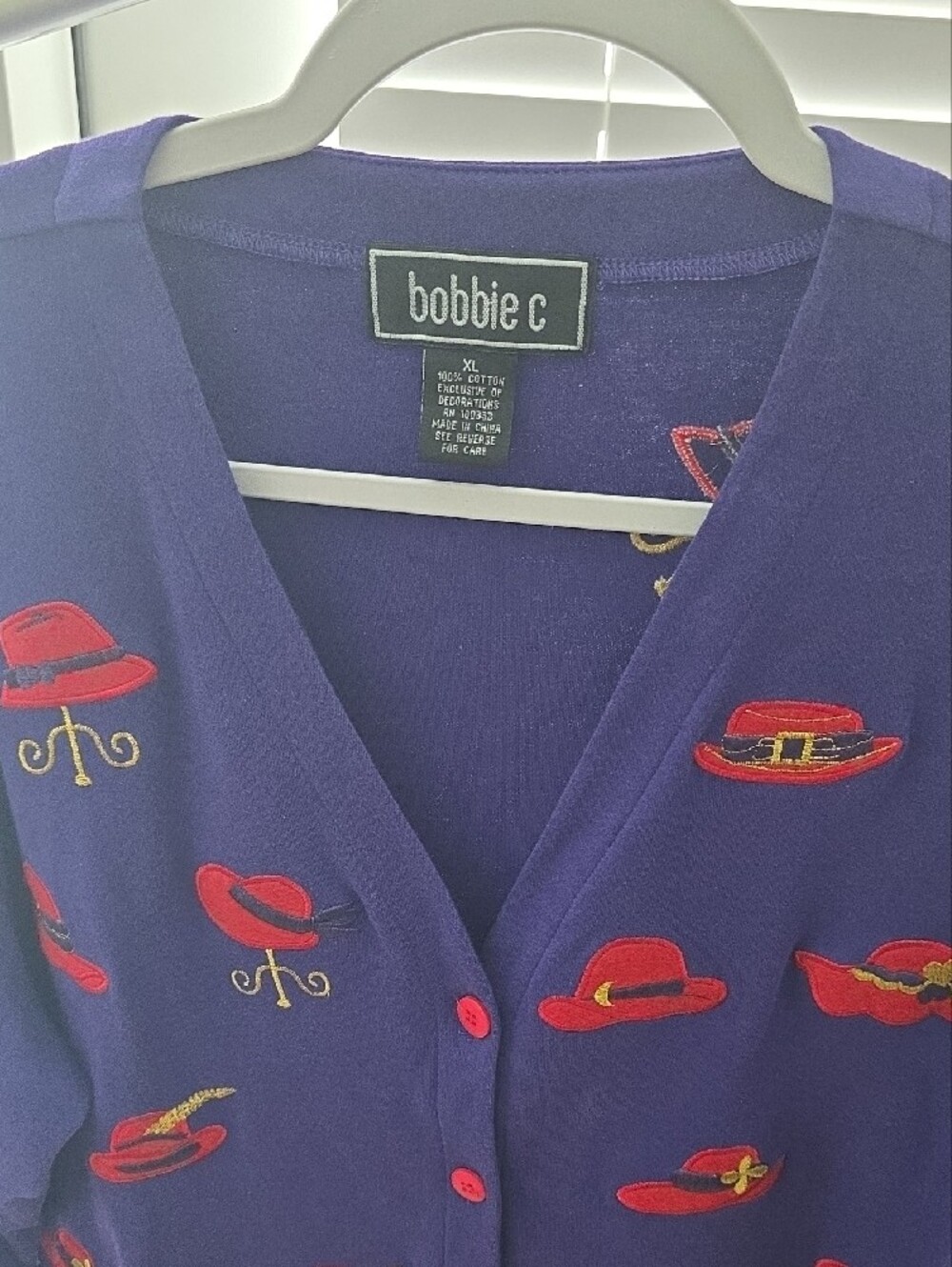 Vintage Bobbie C Novelty Purple Button-Front Cardigan Sweater XL - Picture 8 of 8